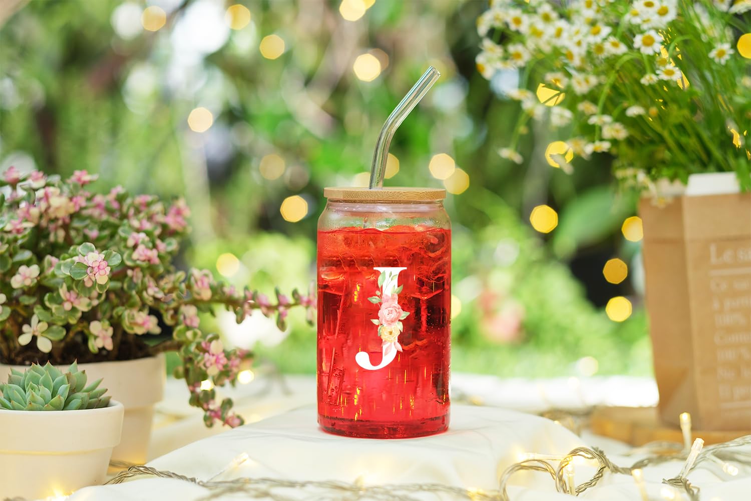 Personalized Monogrammed Coffee Glass - Custom 16 Oz Birthday Gift for Women, Friends, Girls - Unique Galentines Gift Idea - Perfect for Coffee Lovers & Home Decor
