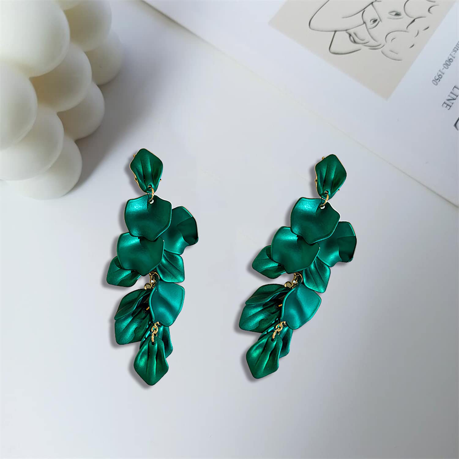 YUNXI Long Acrylic Petal Earrings for Women - Elegant Resin Rose Flower Drop Dangle Earrings with Floral Tassel Design - Perfect Gift for Birthday, Wedding, Party & Special Occasions