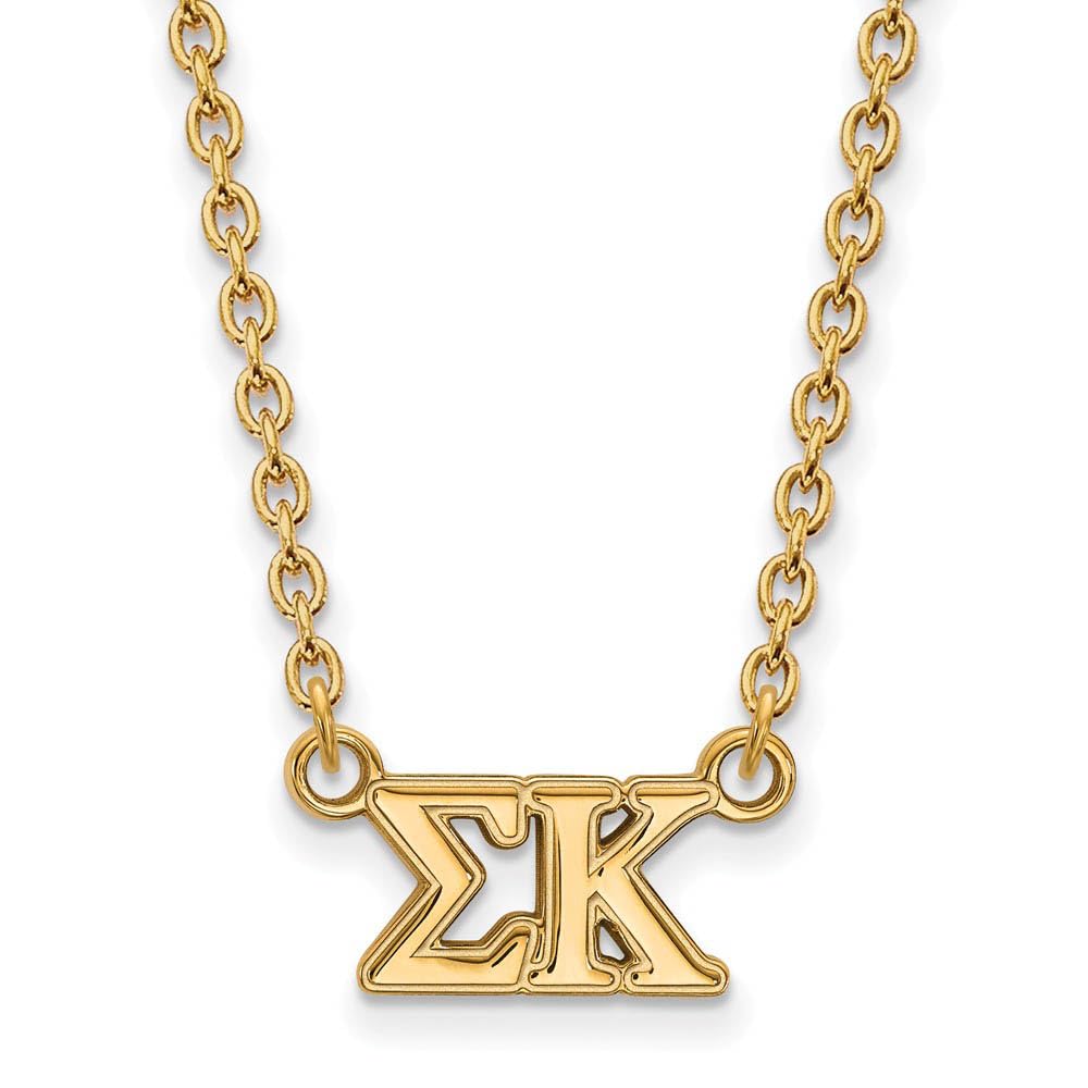 14k Yellow Gold Plated Sterling Silver Sigma Kappa Medium Necklace - Greek Letter Sorority Jewelry for Women - Perfect for Sisterhood Gifts, Graduation & Special Occasions