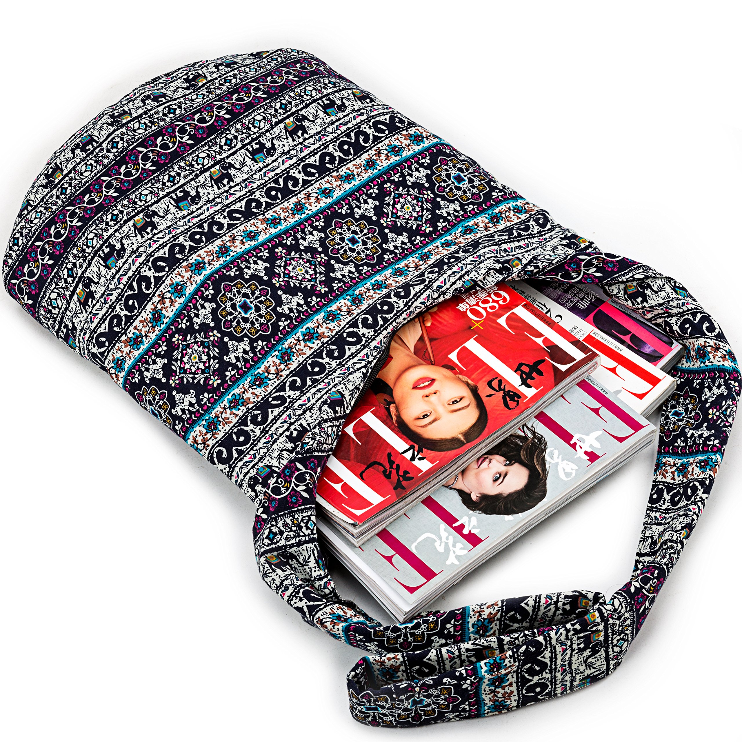 Bohemian Crossbody Bag - Handmade Thai Top Zip Hobo Sling Bag for Women | Hippie Chic Messenger Purse for Music Festivals, Travel & Daily Use