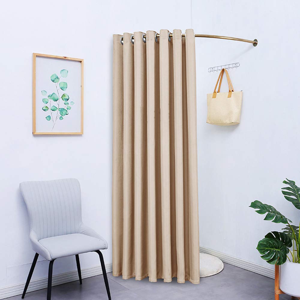 BEIFU FORM Stainless Steel Curved Dressing Room Curtain Rod - 100cm Fitting Room Changing Room Track with Rings for Clothing Stores (Beige) | Perfect for Boutiques, Retail Stores & Home Wardrobe Organization