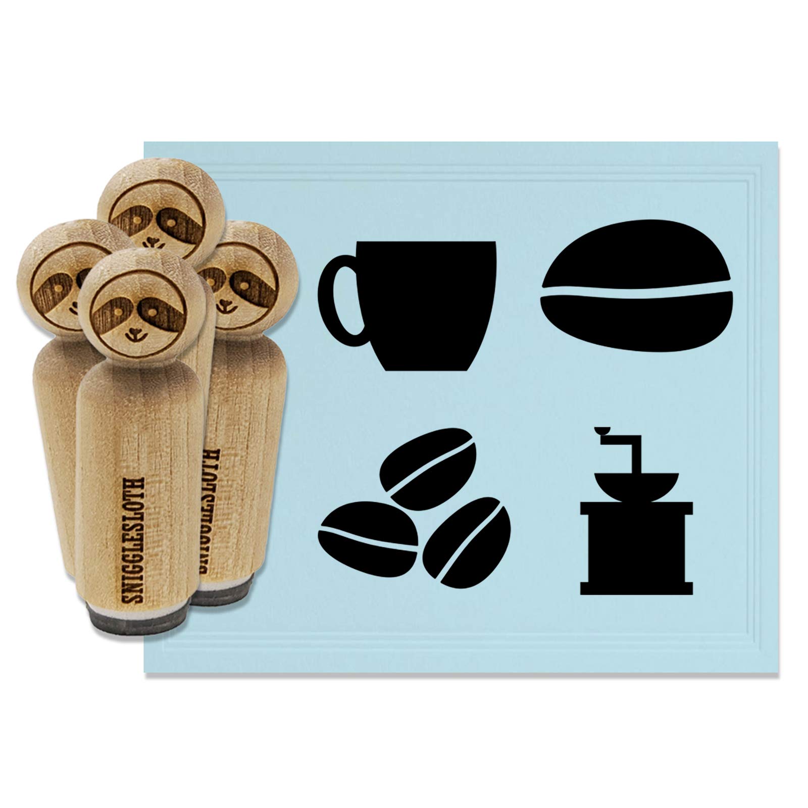 Premium Coffee Grinder Beans Mug Cup Rubber Stamp Set - 3/4 Inch Small Craft Stamps for DIY Scrapbooking, Journaling & Planner Decoration - Perfect for Coffee Lovers & Craft Enthusiasts