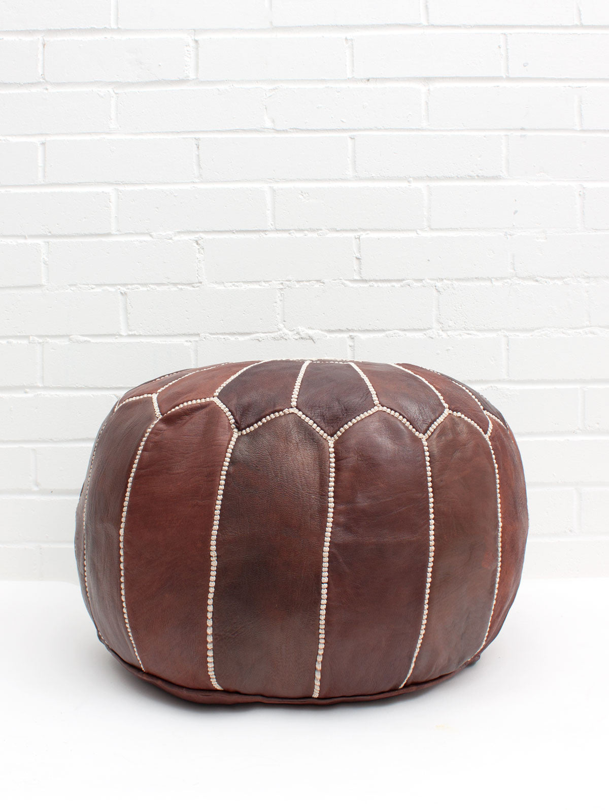 Handmade Moroccan Leather Pouffe Ottoman - Chocolate Mocha Oiled Leather Footstool for Living Room, Bedroom & Boho Decor | Perfect for Relaxing, Extra Seating & Home Decor