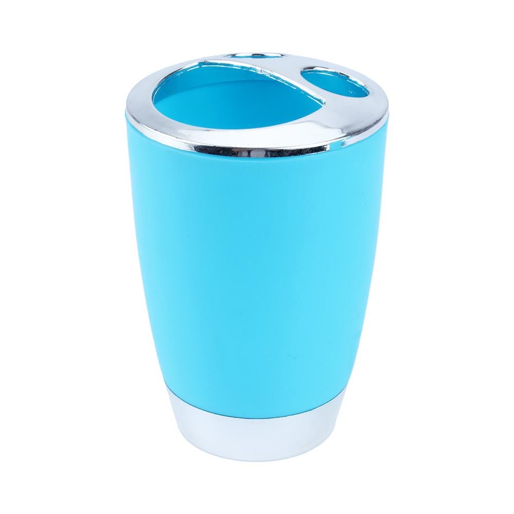 6-Piece Blue Bathroom Accessories Set - Toothbrush Holder, Cup & More for Countertop Decor