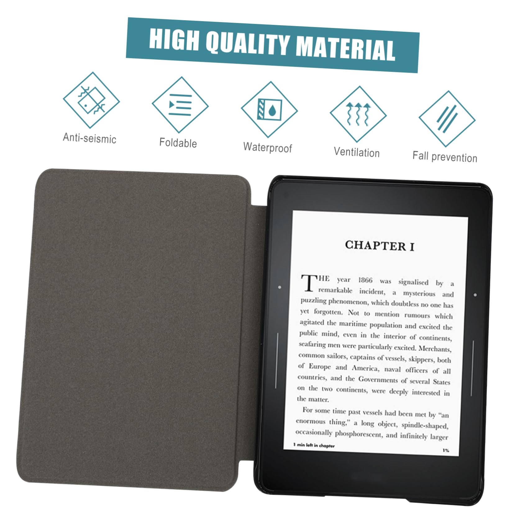 Premium HEMOTON E-Reader Cover with Screen Protector - Waterproof & Breathable Leather Case for 4
