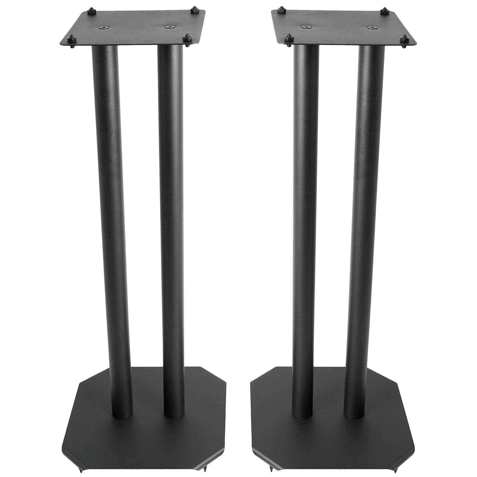 Universal Adjustable Height Steel Floor Stand for Surround Sound & Bookshelf Speakers - Heavy Duty Tripod Monitor Stand for Dual Monitors - Perfect for Home Theater, Gaming & Office Setup