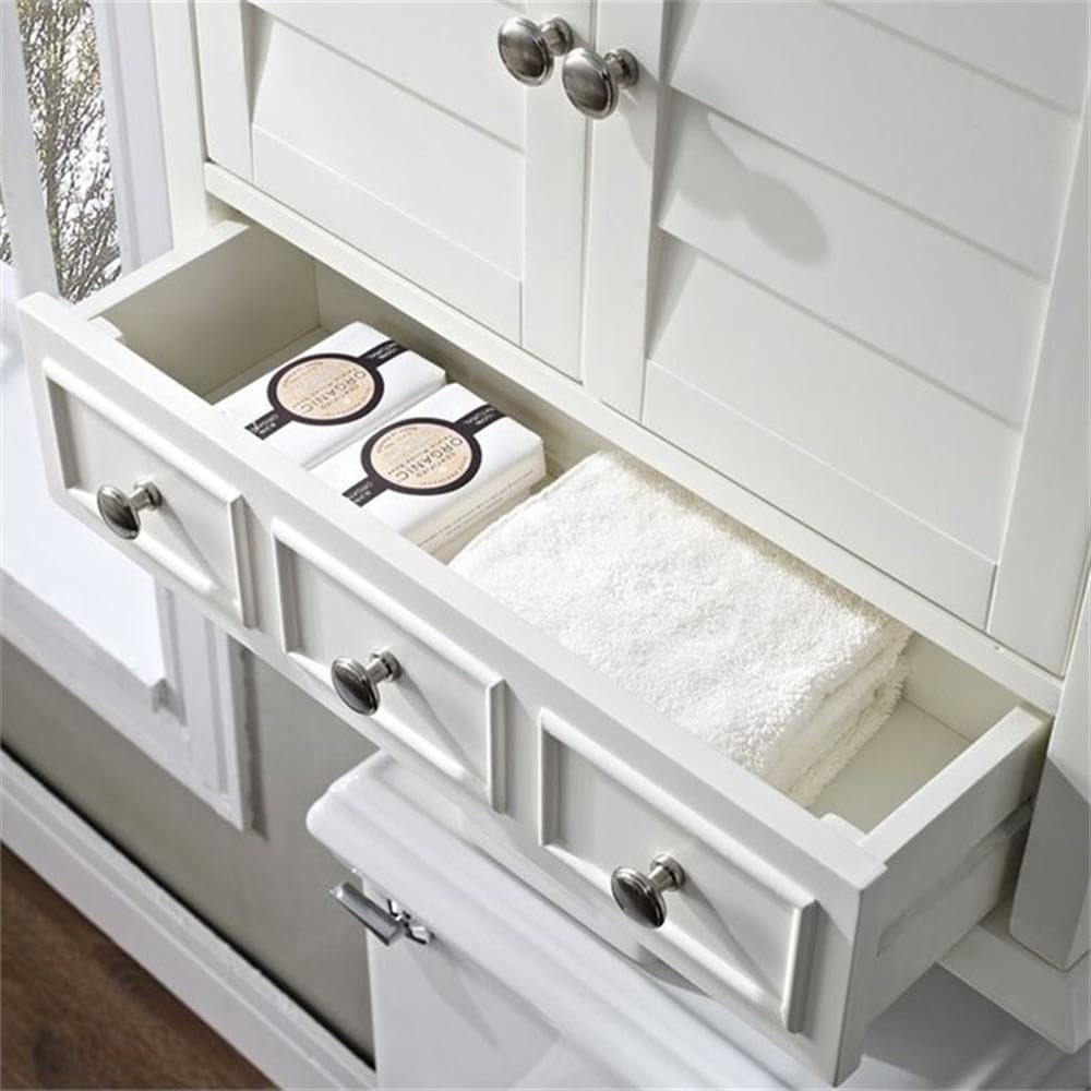 Pemberly Row White Medicine Cabinet - Wall Mounted Bathroom Mirror with Storage for Toiletries & Essentials | Perfect for Bathroom, Vanity, and Home Organization