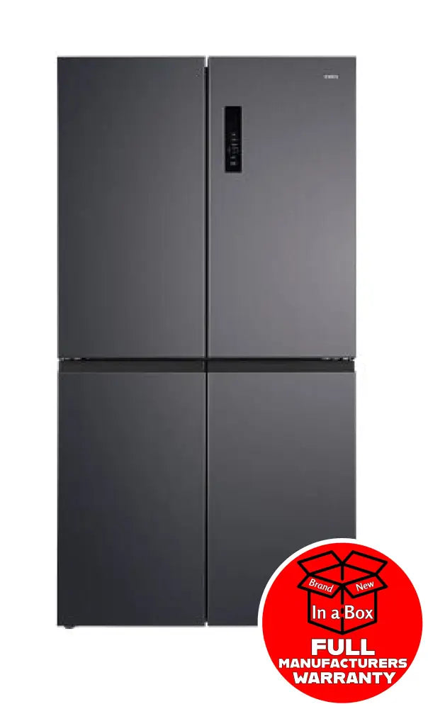 CHiQ CCD601NBS 601L French Door Refrigerator - Black Steel Finish, Energy Efficient Large Capacity Fridge for Modern Kitchen & Family Use
