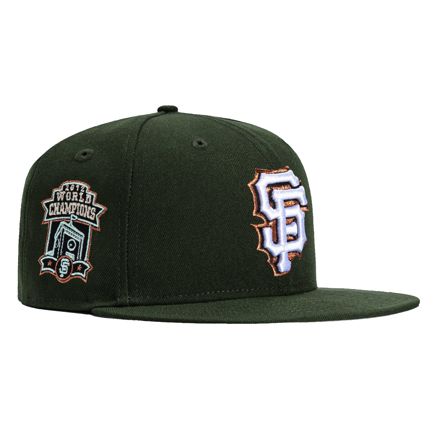 New Era 59Fifty San Francisco Giants 2012 World Series Champions Patch Hat - Green, White & Metallic Copper | MLB Baseball Cap for Fans & Collectors | Perfect for Games, Tailgating & Sports Memorabilia Display