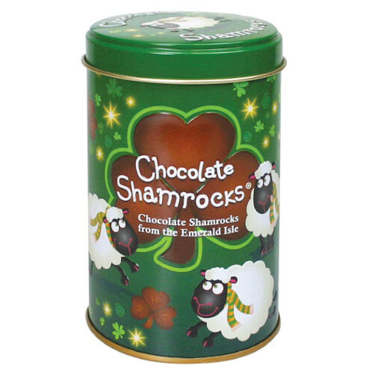Premium Chocolate Shamrocks in Decorative Tin - St. Patrick's Day Gifts, Party Favors & Irish-Themed Treats | Perfect for Holiday Celebrations, Corporate Gifts & Dessert Tables
