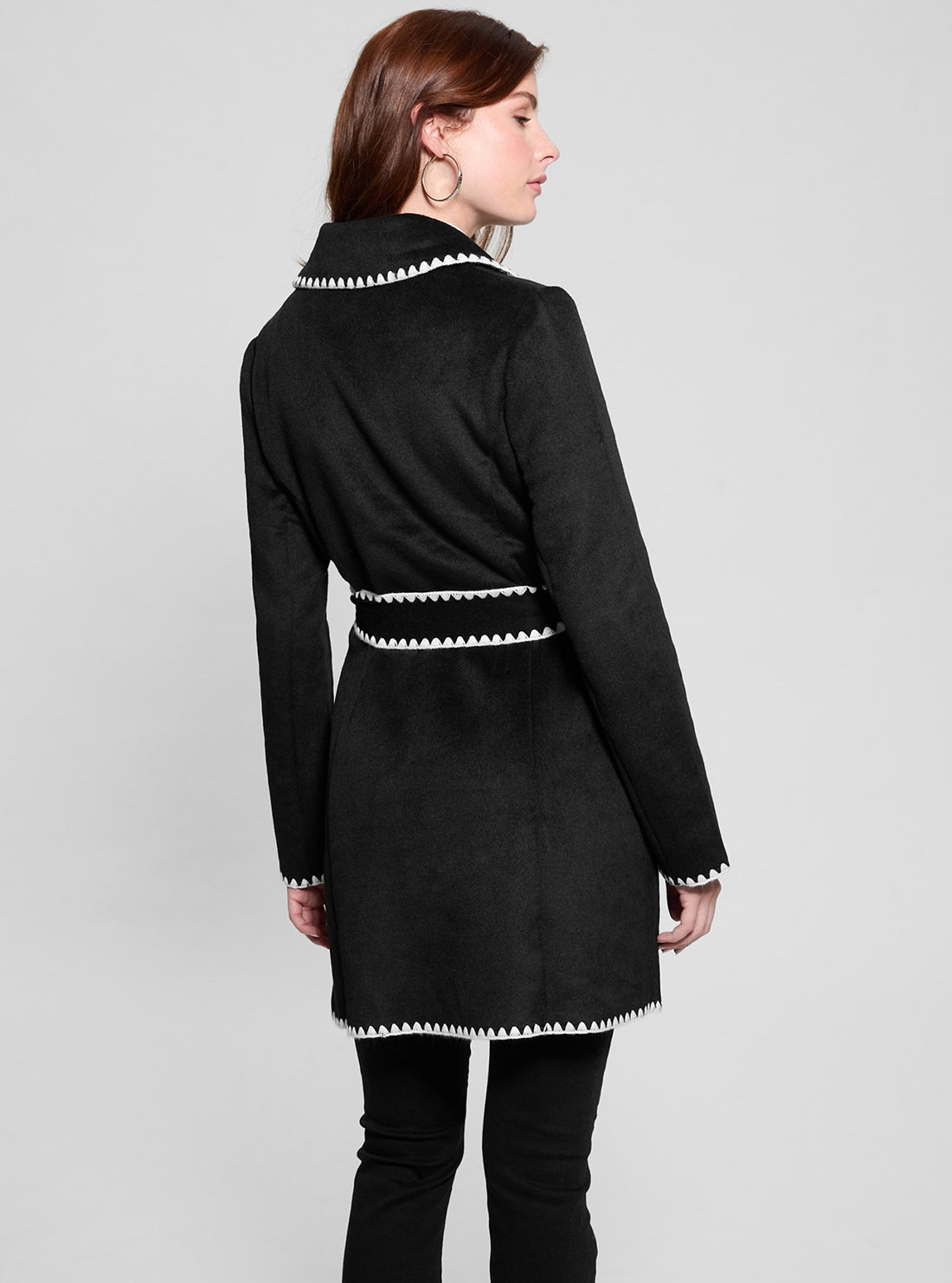 Victoire Black Wrap Belt Coat for Women - Stylish Trench Coat with Adjustable Belt for Office, Date Night & Fall Fashion