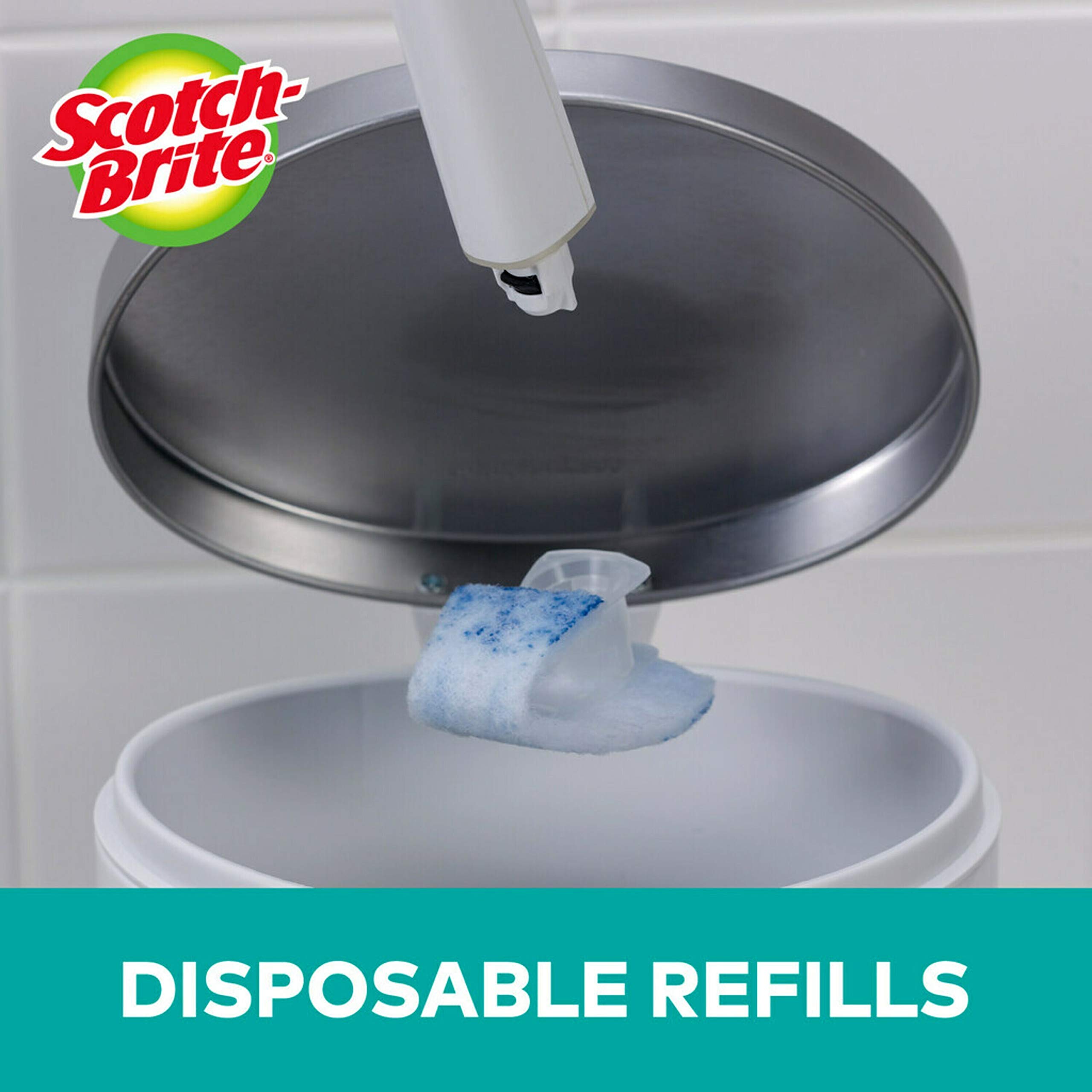 Scotch-Brite Disposable Toilet Scrubber Cleaning System - Heavy Duty Bathroom Cleaning Brush with Handle for Stains & Grime - Perfect for Toilets, Sinks & Tubs