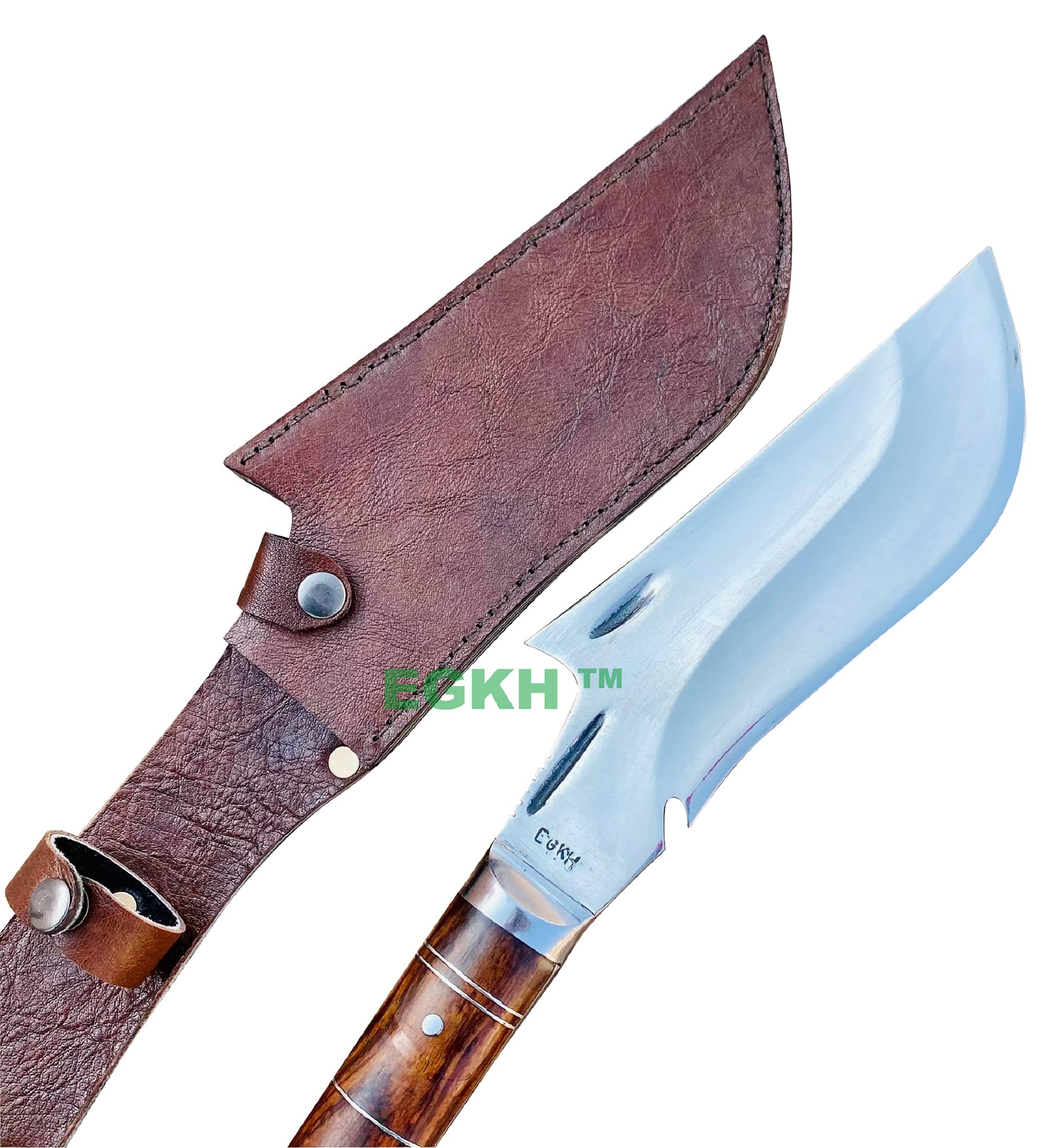 Handmade Forged Viking Axe with Etched Handle & Leather Case - Custom Rosewood Handle, Carbon Steel Camping Hatchet for Outdoor Adventures, Bushcraft & Survival