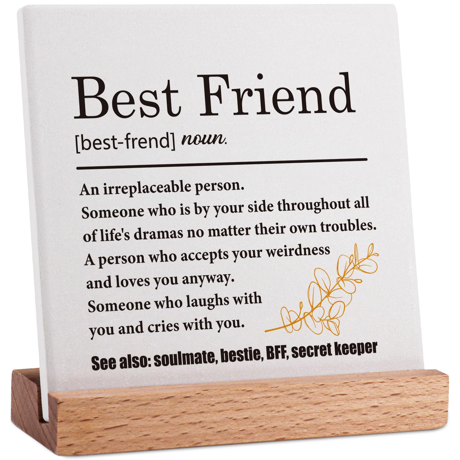 Best Friend Definition Gifts for Women - Thoughtful Birthday & Friendship Present for Her - Thank You Gift Idea - BFF Bestie Desk Decor Plaque Sign - Perfect for Office, Home Decor & Special Occasions