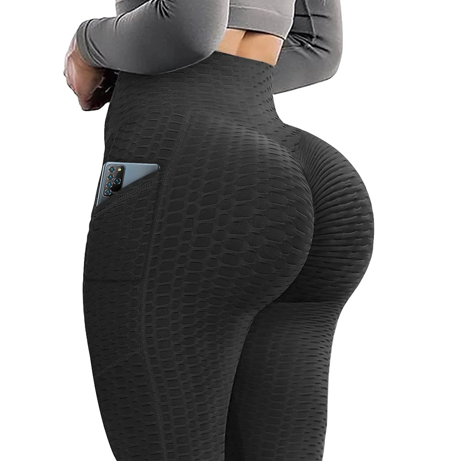Women's High Waist Scrunch Butt Leggings with Pockets - Stretchy Workout Yoga Pants for Running, Gym & Active Wear - Textured Push Up Trousers for Fitness & Lounge