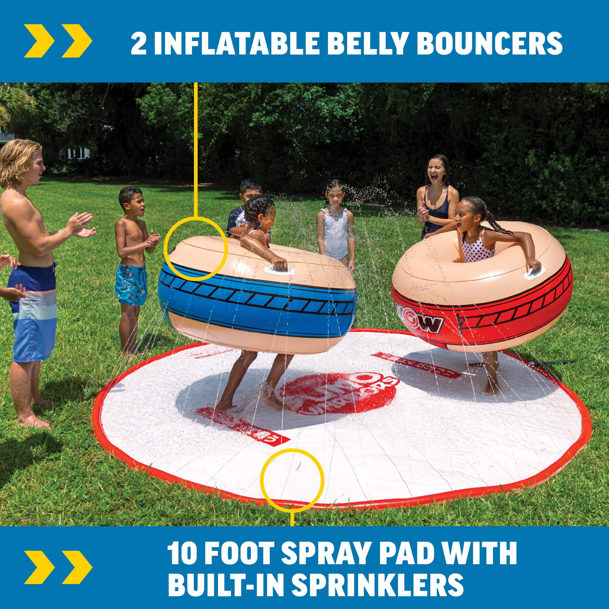 WOW Sports Sumo Wrestling Spray Pad - Inflatable Water Splash Zone Toy for Kids | Fun Backyard Summer Party Game for Outdoor Water Play & Birthday Celebrations