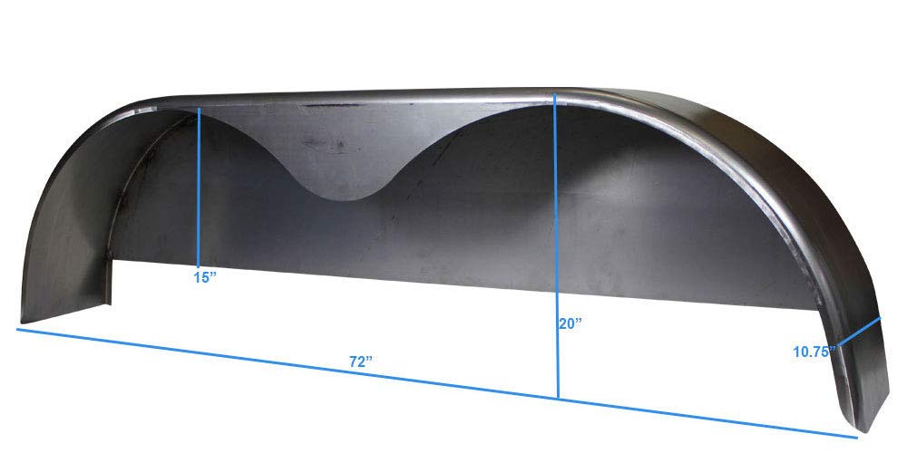 72x10-3/4 Inch Heavy Duty Tandem Axle Steel Trailer Fender with Welded Back Plate - 1 Pack - Durable Replacement for Utility, Boat & Horse Trailers - Perfect for Off-Road, Farm & Construction Use