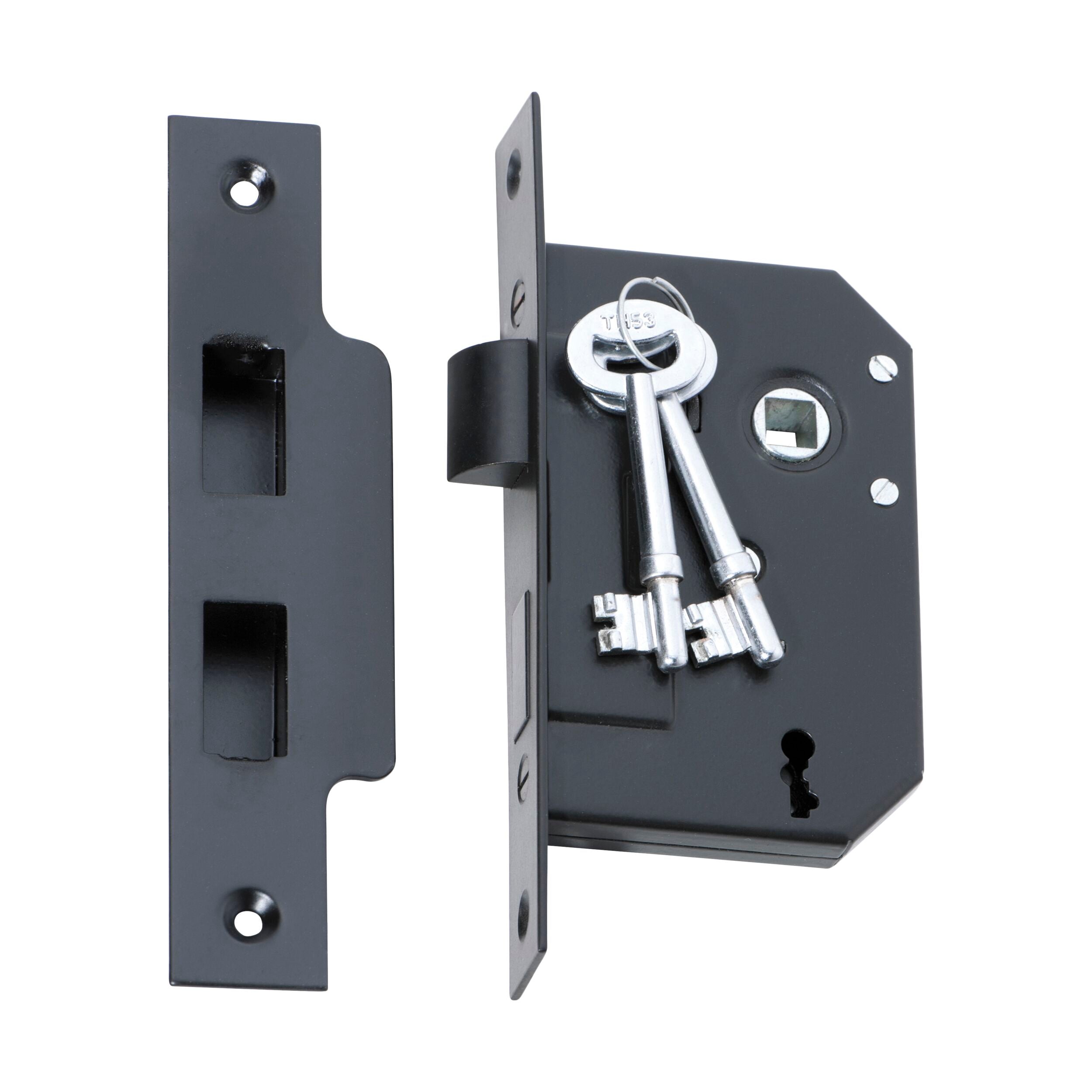 2260 Mortice Lock 3 Lever Matte Black CTC57mm Backset 44mm - High Security Door Lock for Home & Office Use