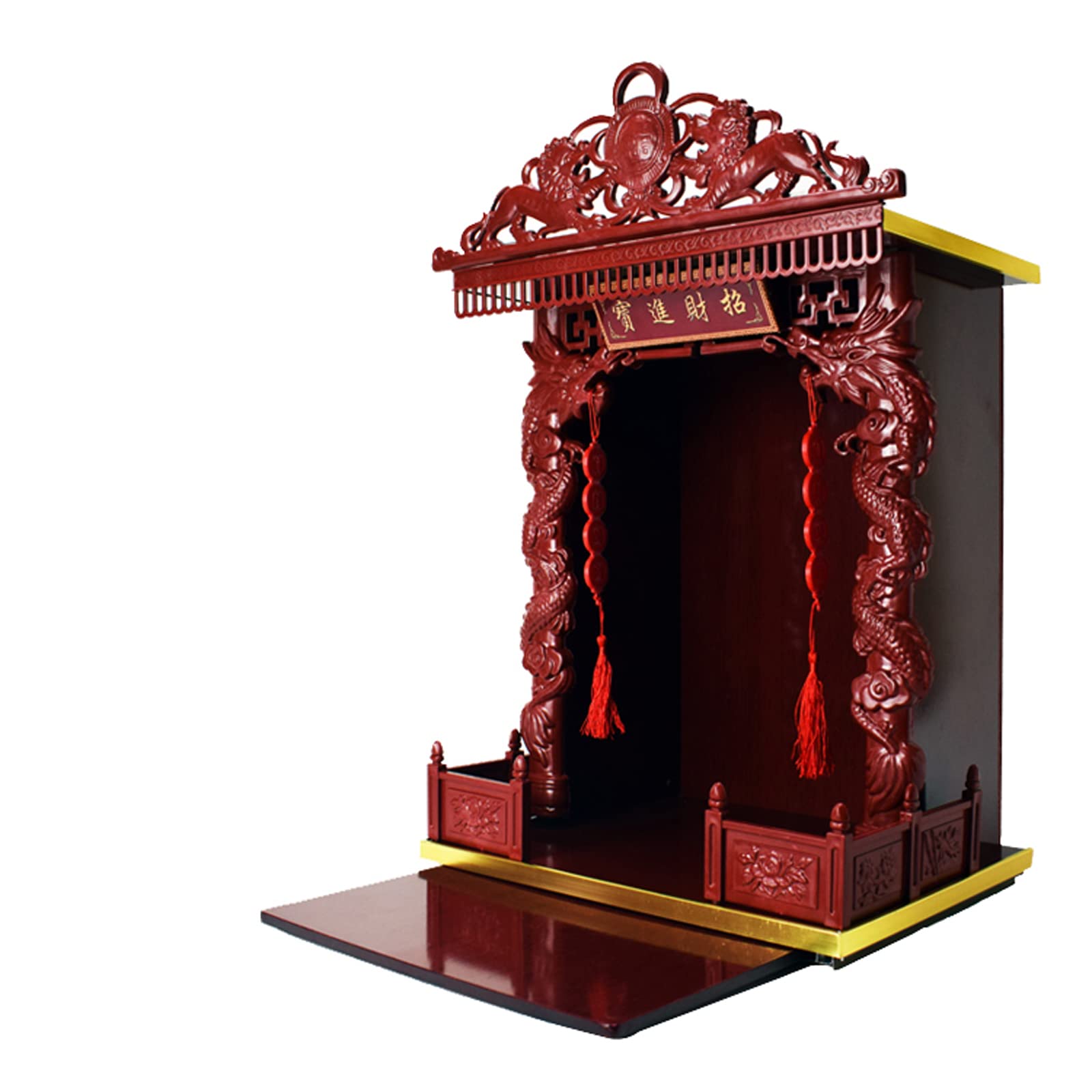 Mini Altar Stand - Red 20 Inch Buddhist Table Decor for Ramadan, Prayer, Meditation & Home Shrine Display