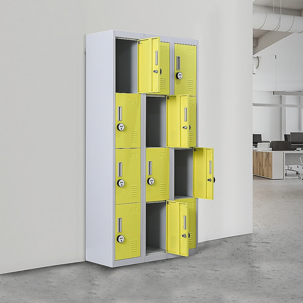 12-Door Locker with 4-Digit Combination Lock - Secure Storage for Office, Gym, Shed, School & Home - Ideal for Personal Belongings, Equipment & Valuables Protection