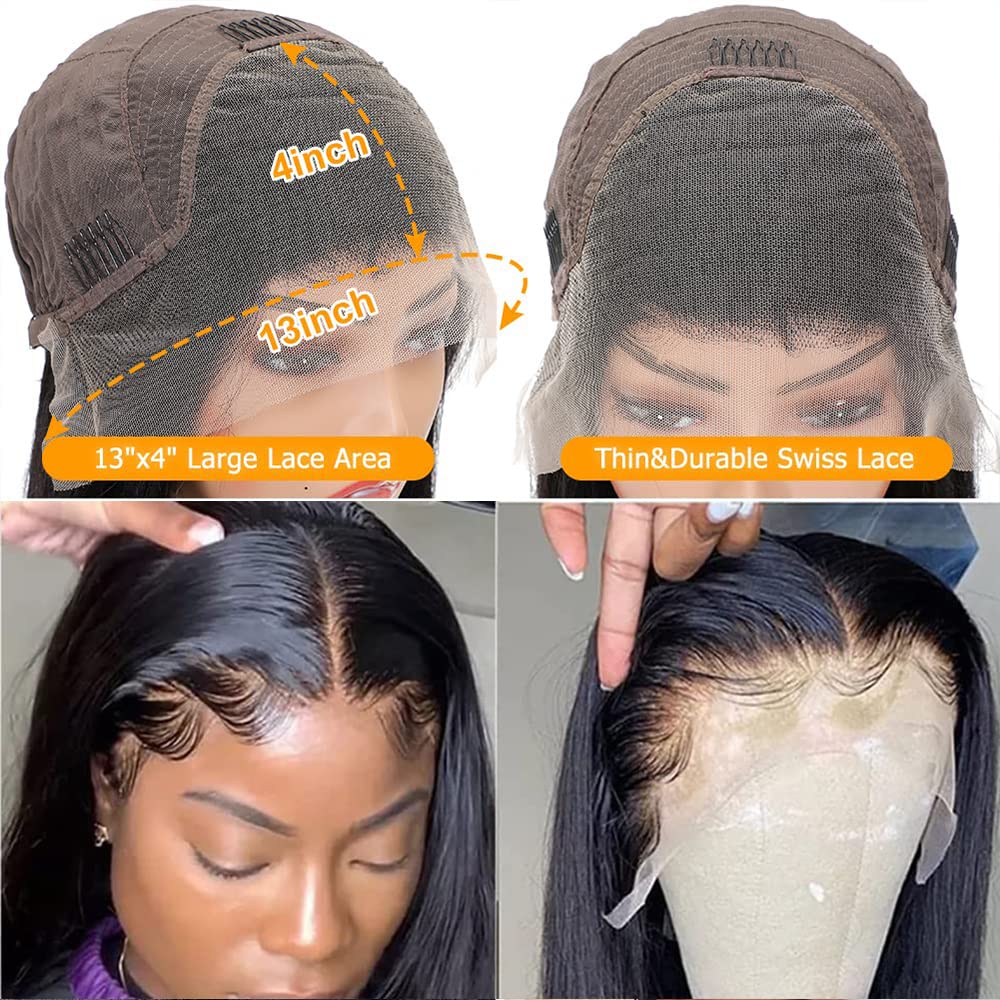 13x4 Lace Front Wigs Human Hair Straight - 180% Density Brazilian Virgin Human Hair Wigs for Black Women | Pre-Plucked with Baby Hair | Natural Color (20inch) | Perfect for Daily Wear, Parties & Special Occasions
