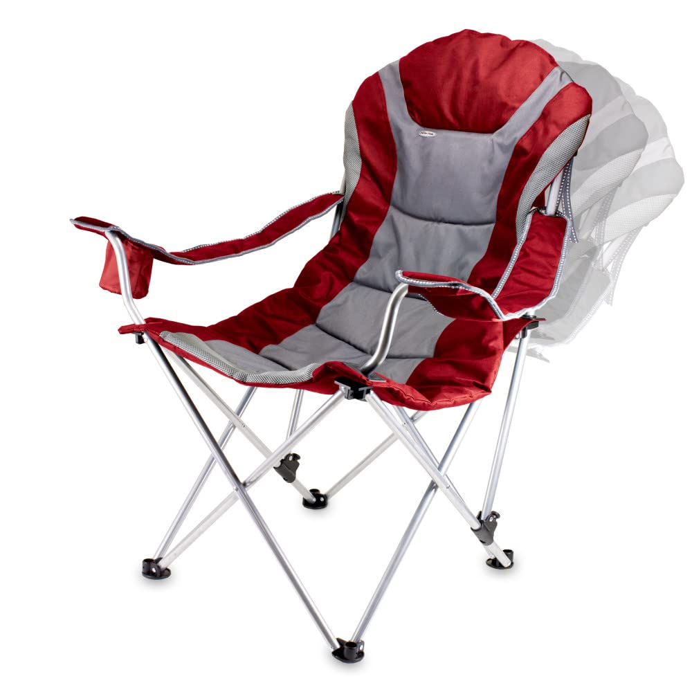 PICNIC TIME NCAA Arkansas Razorbacks Reclining Camp Chair - Portable Folding Beach Chair for Adults with Carry Bag - Perfect for Tailgating, Camping, Beach & Outdoor Events