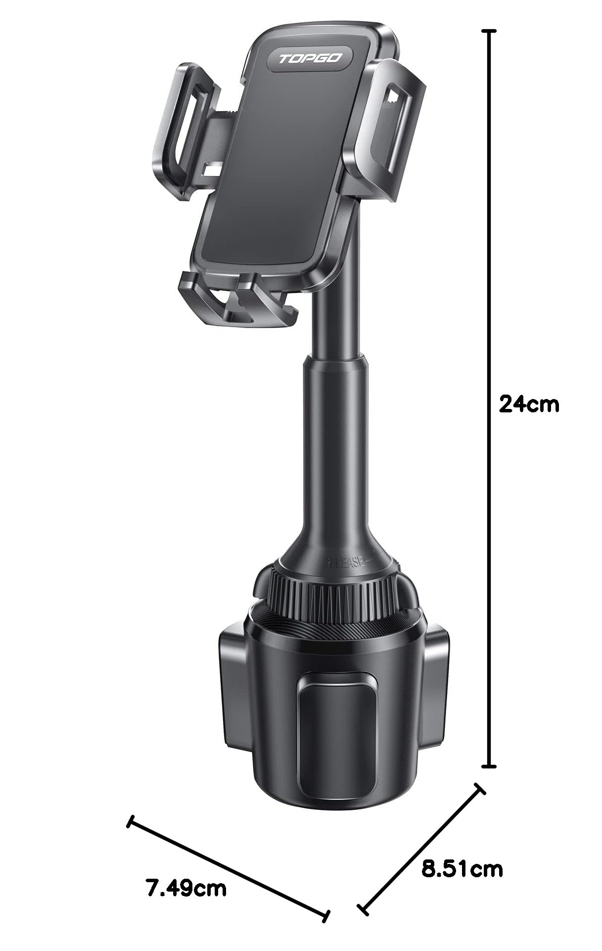 Adjustable Cup Holder Phone Mount for Car - Universal Smartphone Cradle for iPhone, Samsung & More - Bumpy Road Friendly & Super Stable - Perfect for Road Trips, Commuting & Delivery Drivers