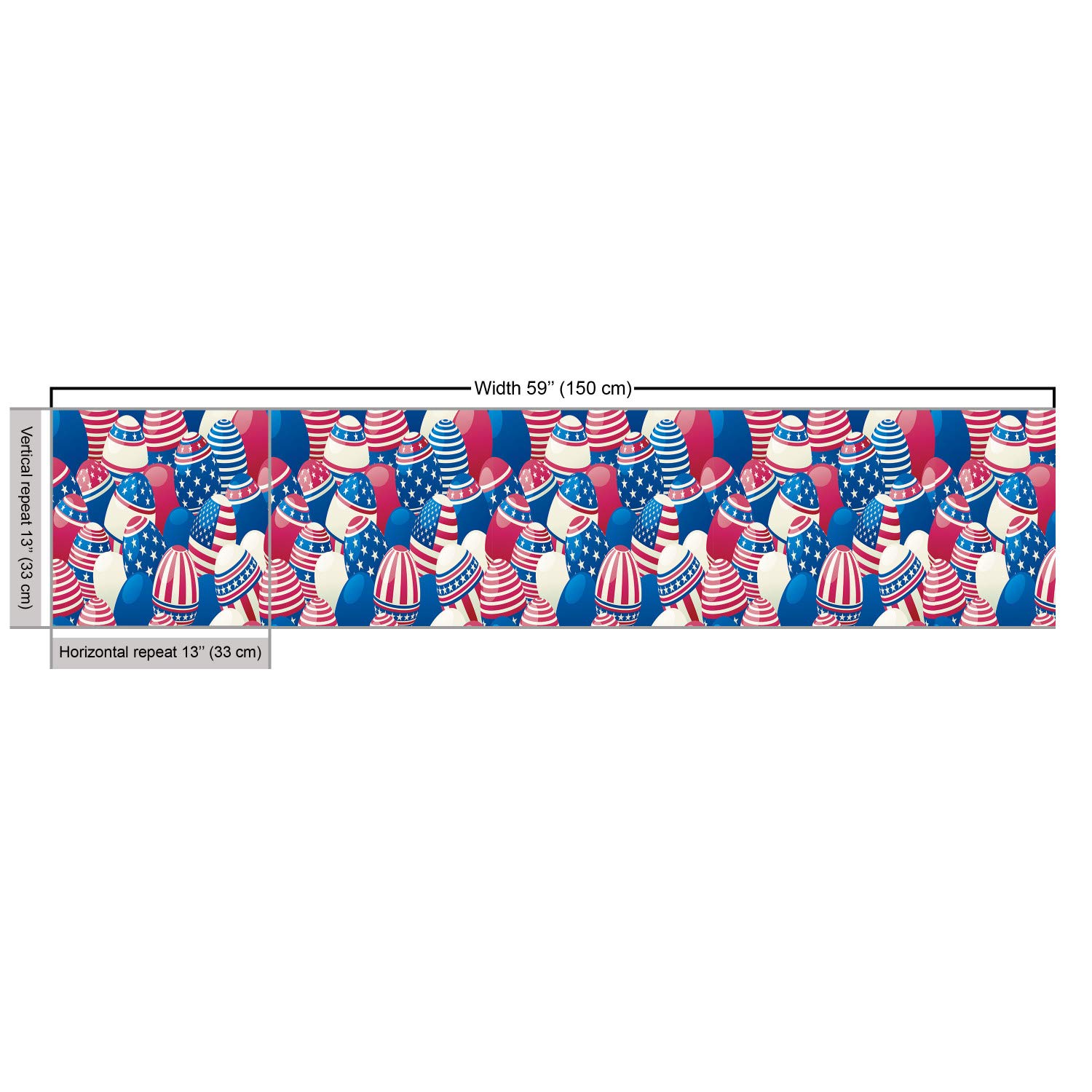 Ambesonne USA Fabric by The Yard - Traditional Easter Eggs with American Flag Patriotic Print - 10 Yards Navy Blue White Red Decorative Fabric for Upholstery, Home Decor, DIY Crafts, Table Runners, and Easter Decorations