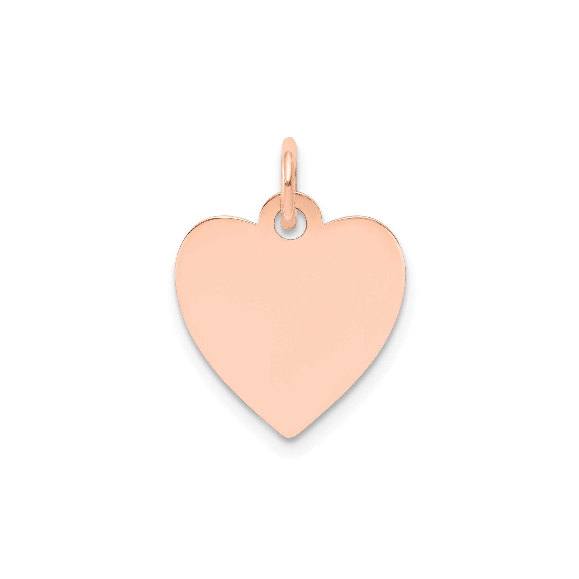 14k Rose Gold Engravable Heart Disc Charm - .013 Gauge Plain Jewelry for Necklace, Bracelet & Gift Giving | Personalized Keepsake for Anniversary, Valentine's Day & Special Occasions