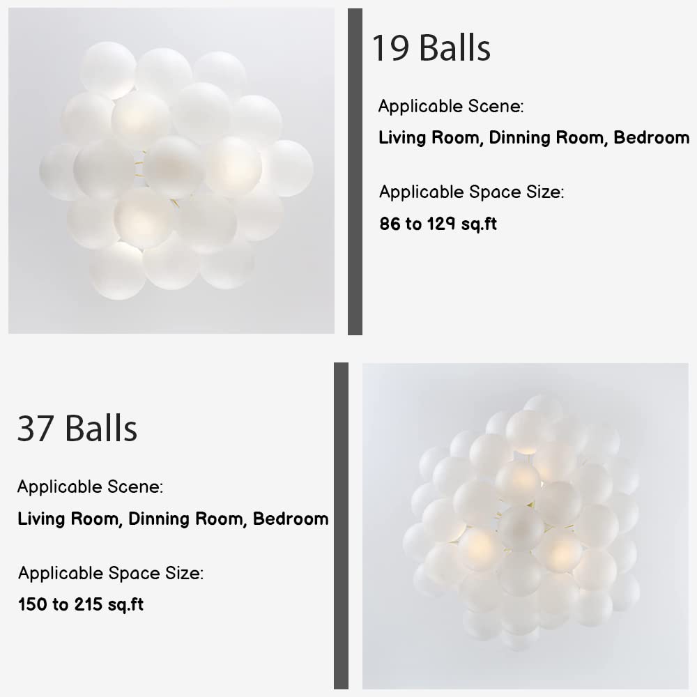 Modern Gold Glass Bubble Chandelier - 3-Light DIY Hanging Pendant Light Fixture for Dining Room, Bedroom, or Living Room Ceiling Decoration