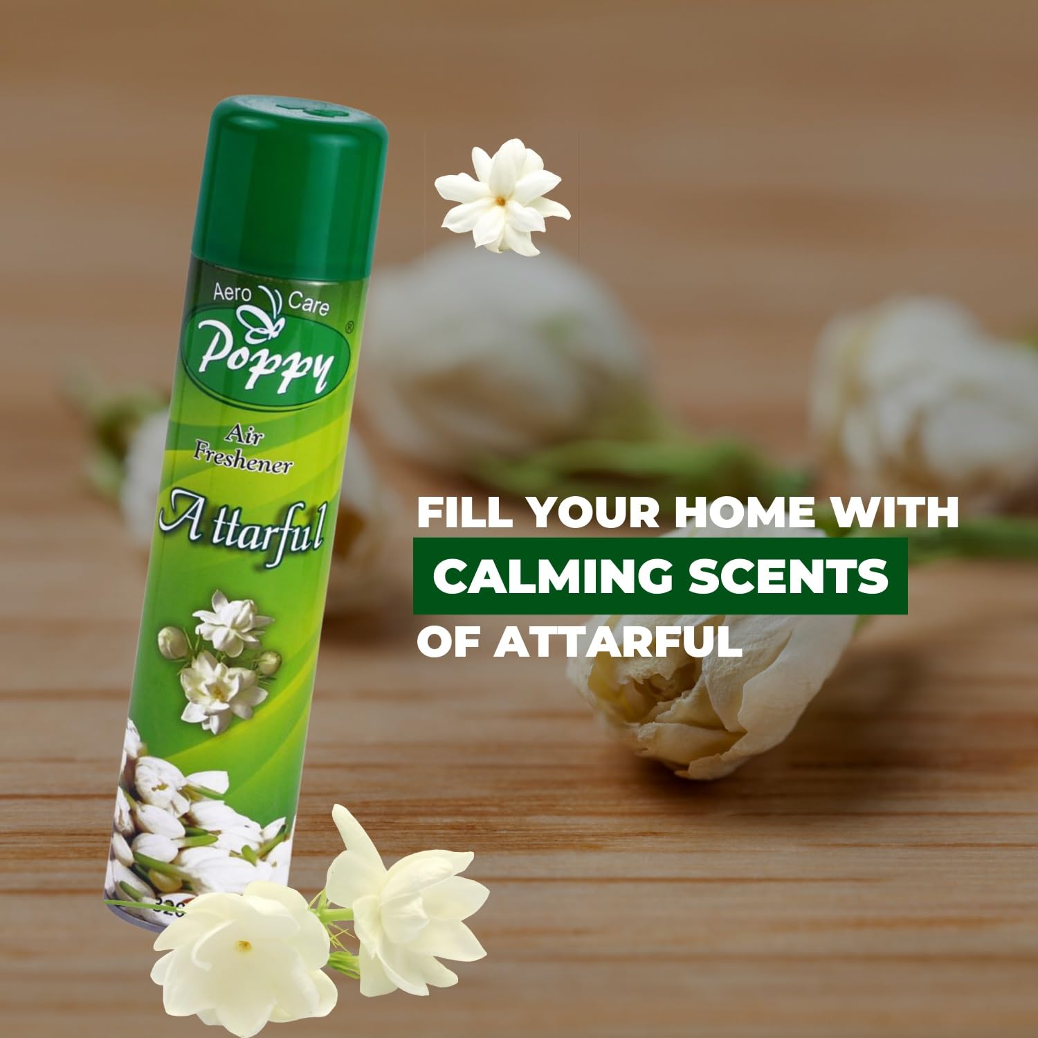 Aero Care Poppy Attarful Air Freshener - 320ml | Long-Lasting Room & Car Fragrance Spray | Fresh Floral Scent for Home, Office & Bathroom | Eliminates Odors Instantly