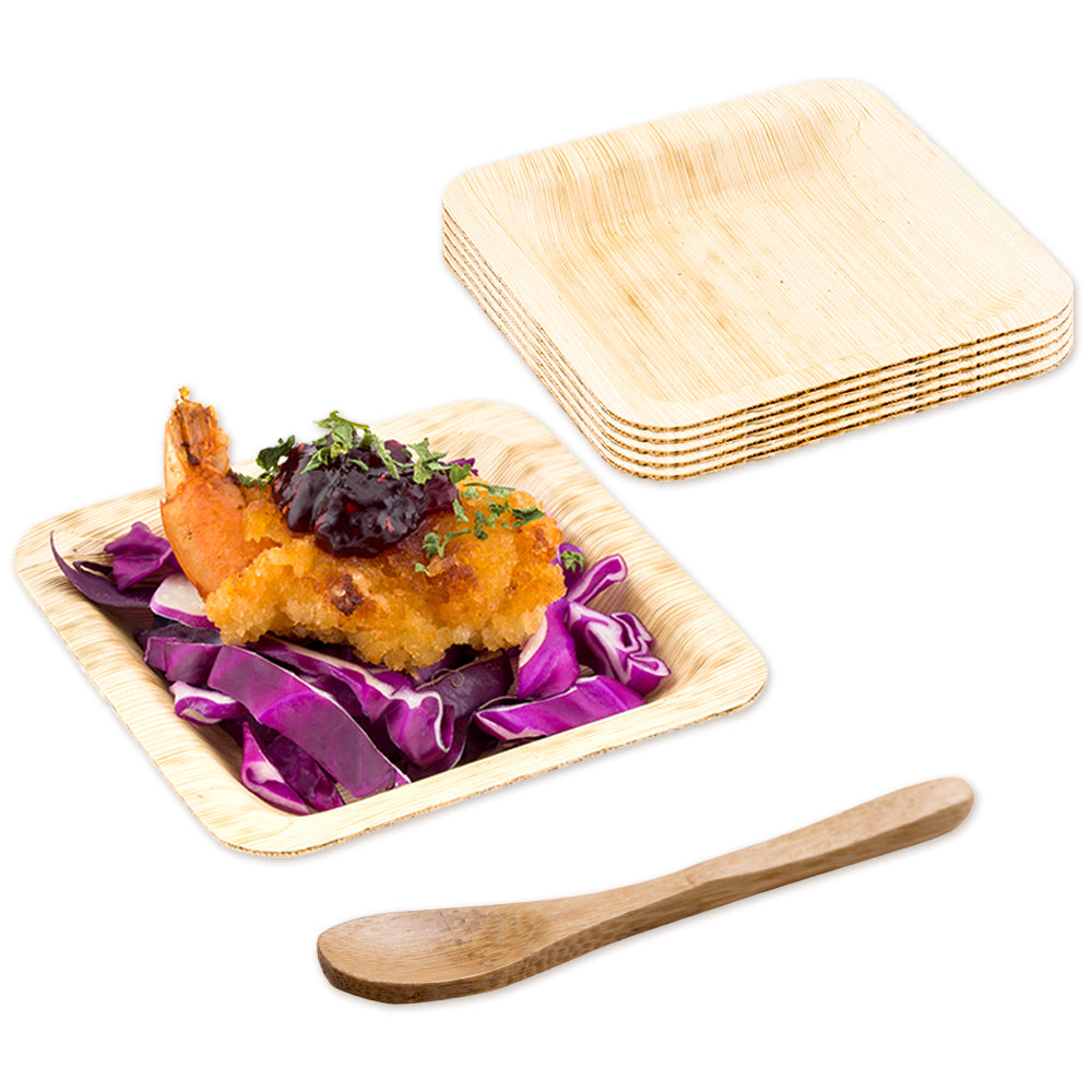100-Pack Square Leaf Plates 3.6