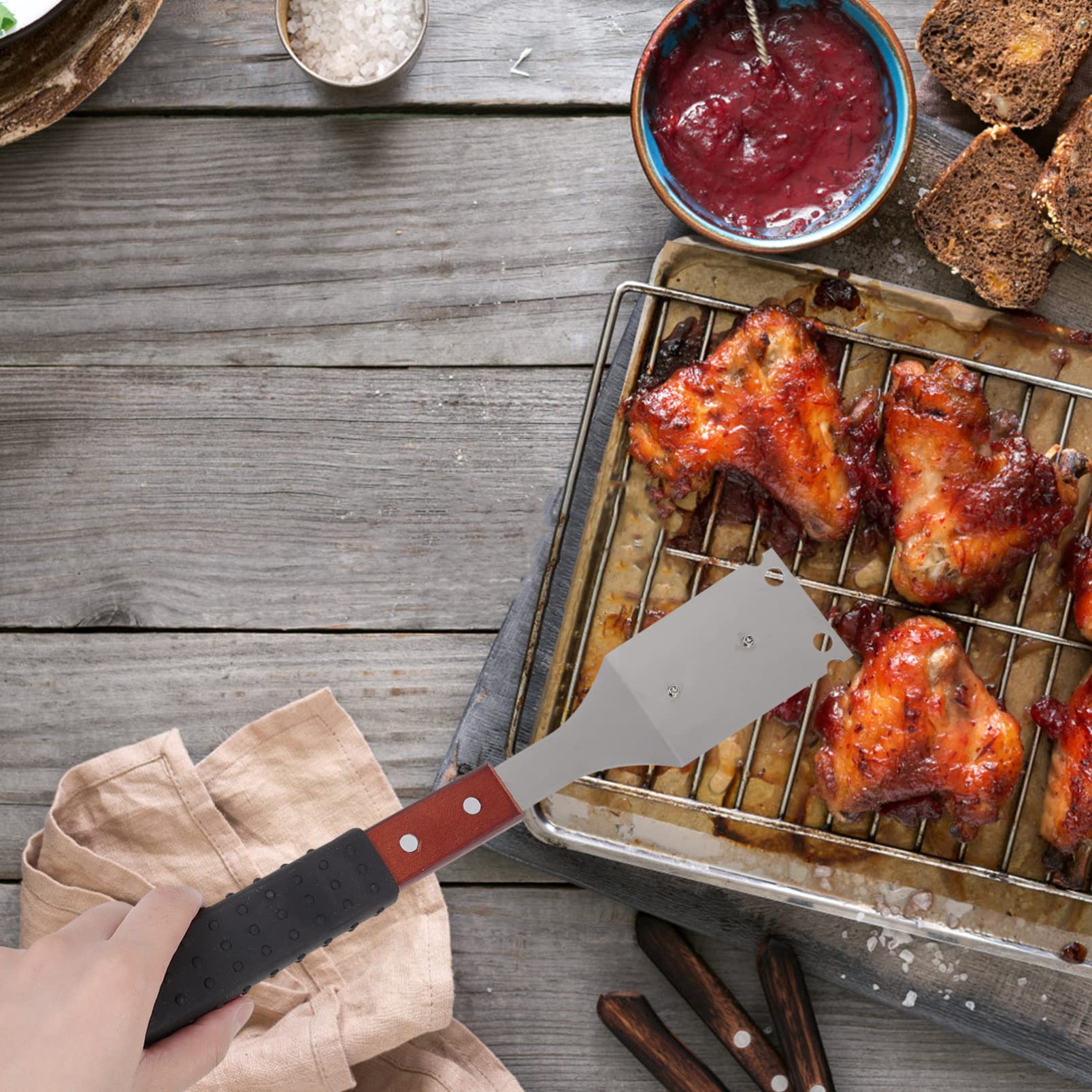 **Hemoton BBQ Grill Cleaning Brush - Heat-Resistant Wood Handle, Anti-Scald Barbecue Brush for Outdoor Grilling - Perfect for Gas, Charcoal, and Electric Grills**    *(Use Case: Ideal for backyard BBQs, camping trips, tailgating, and patio cookouts – keeps your grill clean and safe for delicious meals!)*