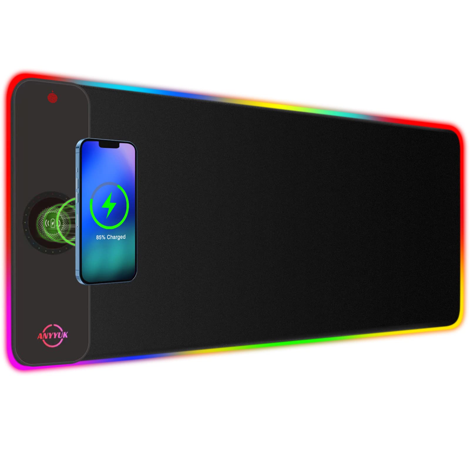 RGB Gaming Mouse Pad with 15W Wireless Charger & 10 Light Modes - for PC, Laptop, MacBook