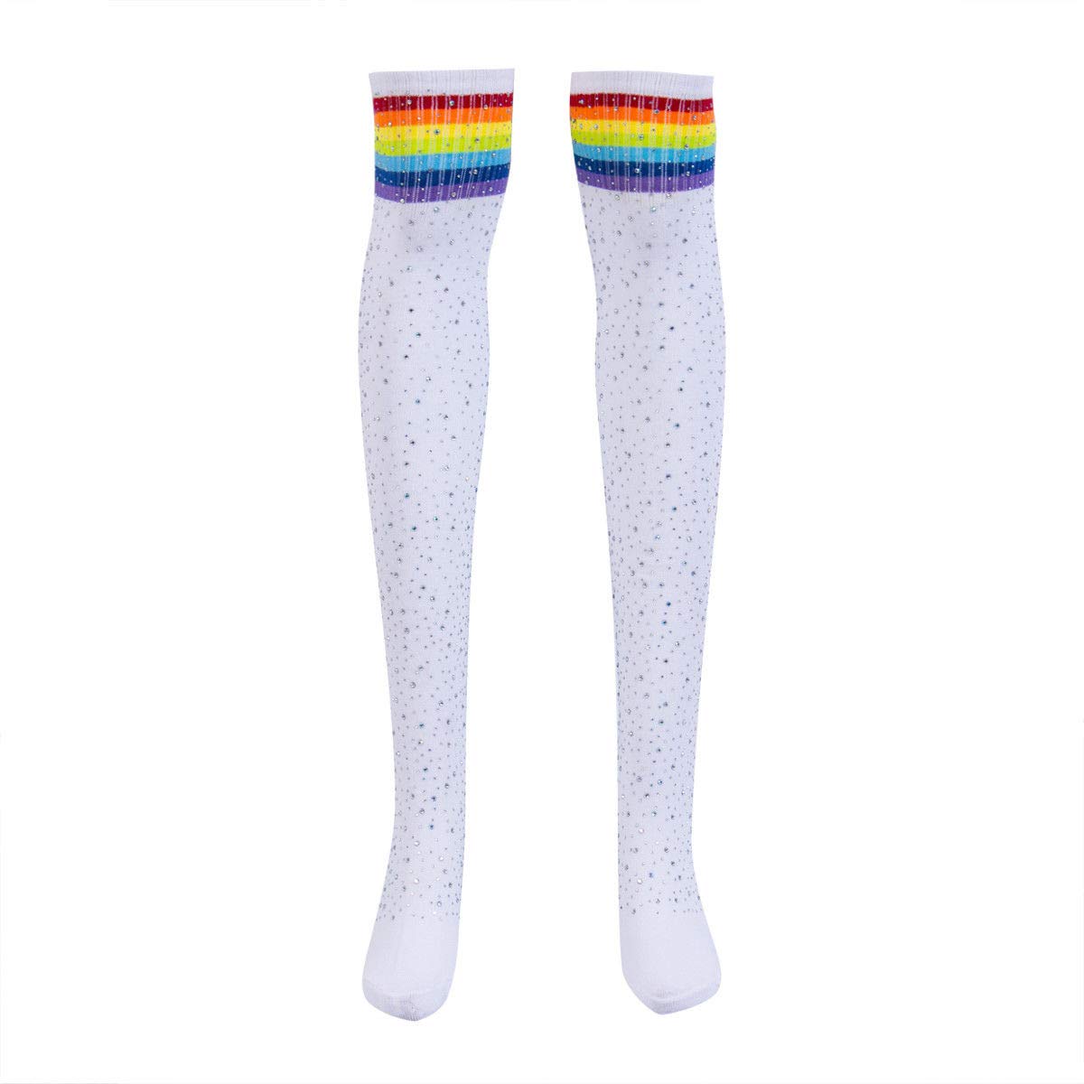 Lookswe Women's Over Knee High Socks - Sexy Sparkle Rhinestone Stockings for Party, Cosplay & Casual Wear | Long Thigh High Socks for Women