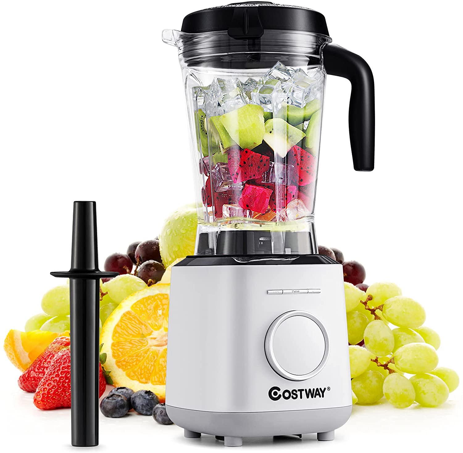 COSTWAY 1500W Professional Countertop Blender - 6 Preset Programs & 10 Speed Settings for Smoothies, Juices, Ice Crushing - Includes 64oz BPA-Free Tritan Pitcher, Built-in Timer & Tamper - Perfect for Kitchen, Restaurant, Gym & Healthy Lifestyle
