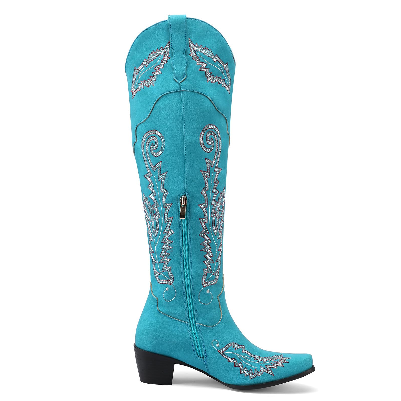 SaraIris Women's Black Cowboy Boots - Western Cowgirl Knee High Pull-On Boots with Pointed Toe | Country Style Fashion for Women | Perfect for Rodeo, Line Dancing & Casual Outfits