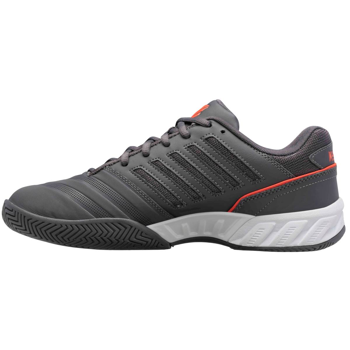K Swiss BigShot Light 4 Men's Tennis Shoes - Breathable Athletic Sneakers for Court & Casual Wear (Asphalt/White/Orange) | Perfect for Tennis Matches, Gym Workouts & Everyday Comfort