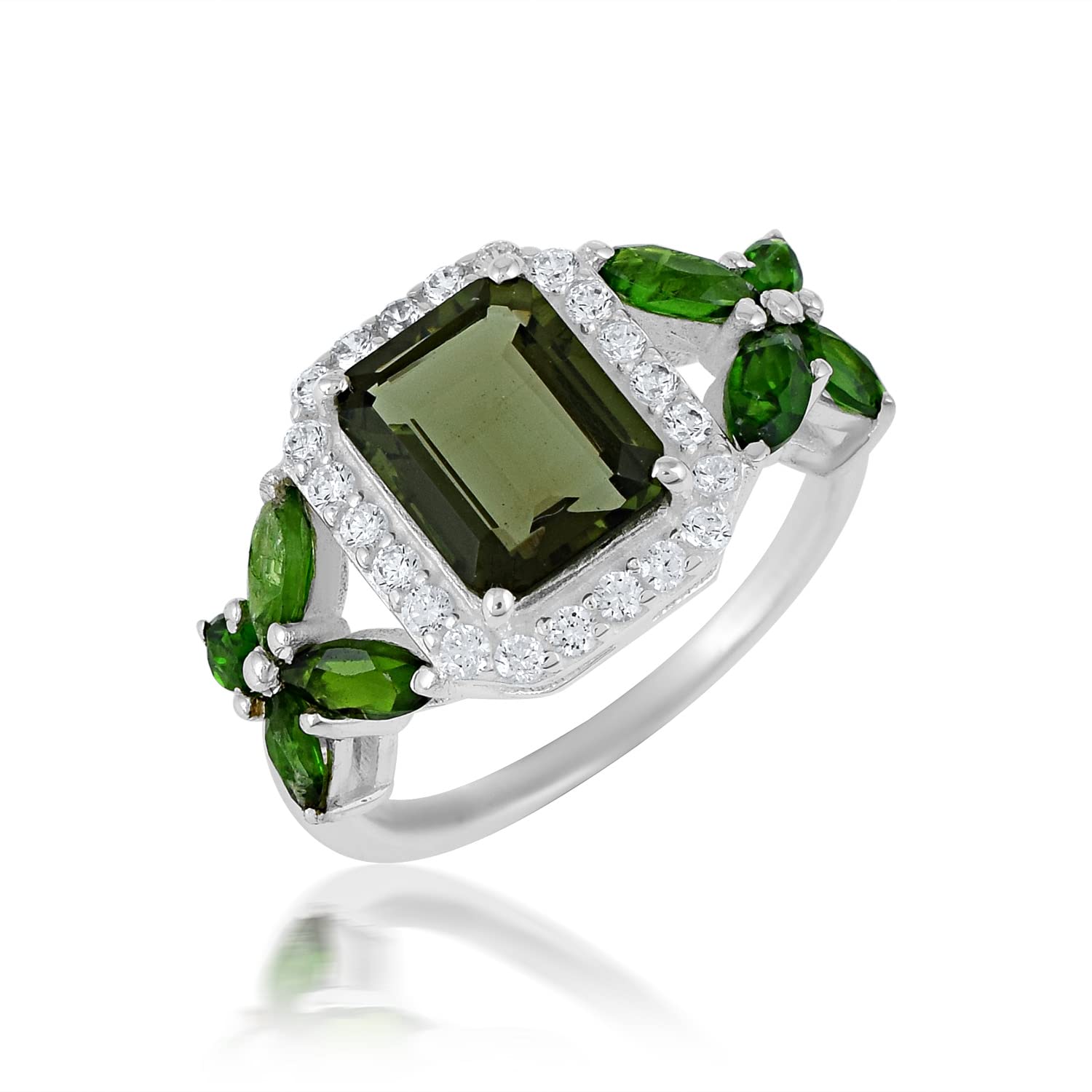 925 Sterling Silver Moldavite Engagement Ring for Women - Elegant Bridal Wedding Band, Unique Birthday Gift & Statement Jewelry - Perfect for Proposals, Anniversaries, and Special Occasions