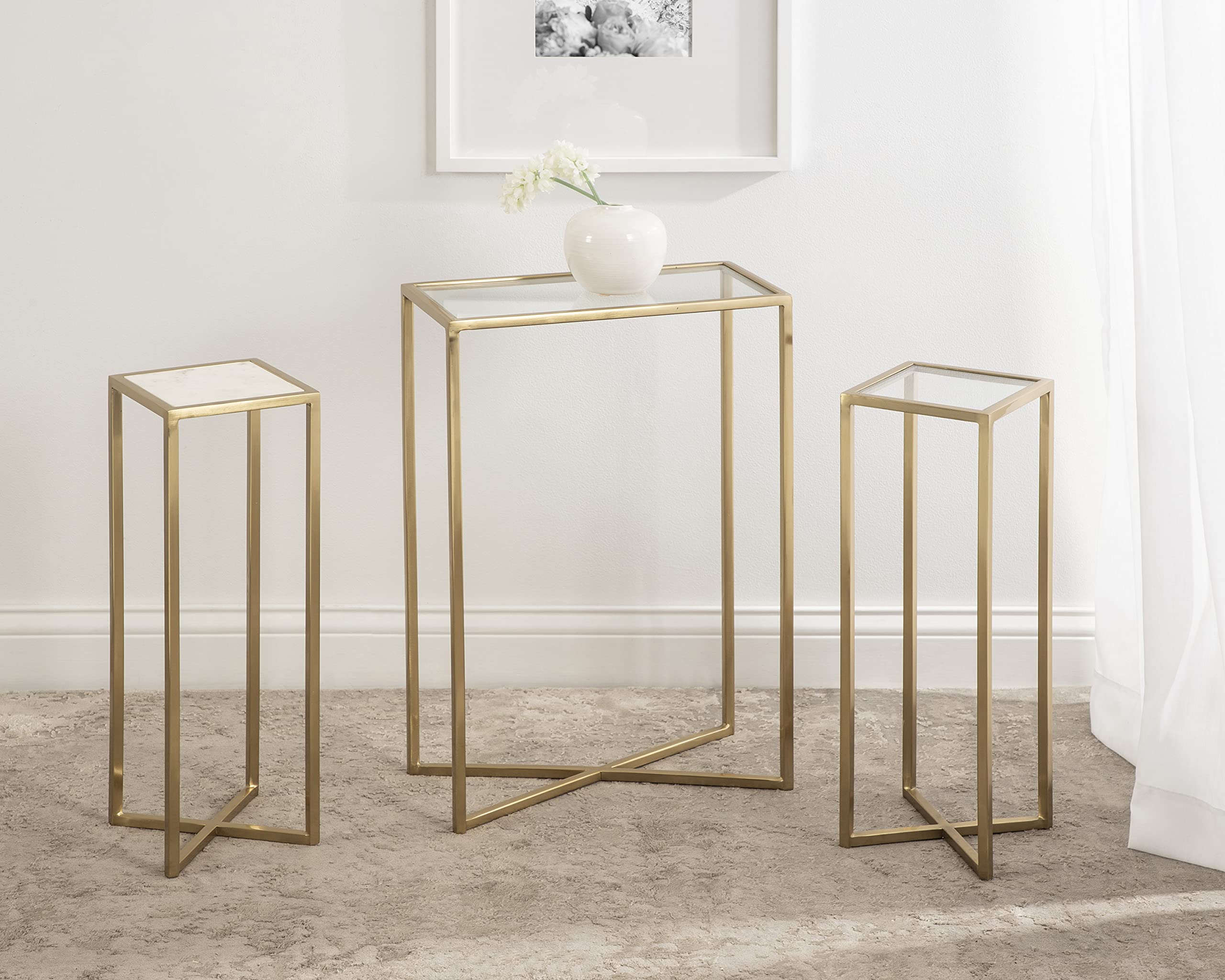 Kate and Laurel Jaspur Modern Gold Drink Table - Glam Accent Table for Living Room, Bedroom & Office - Decorative Side Table with Storage for Display & Organization