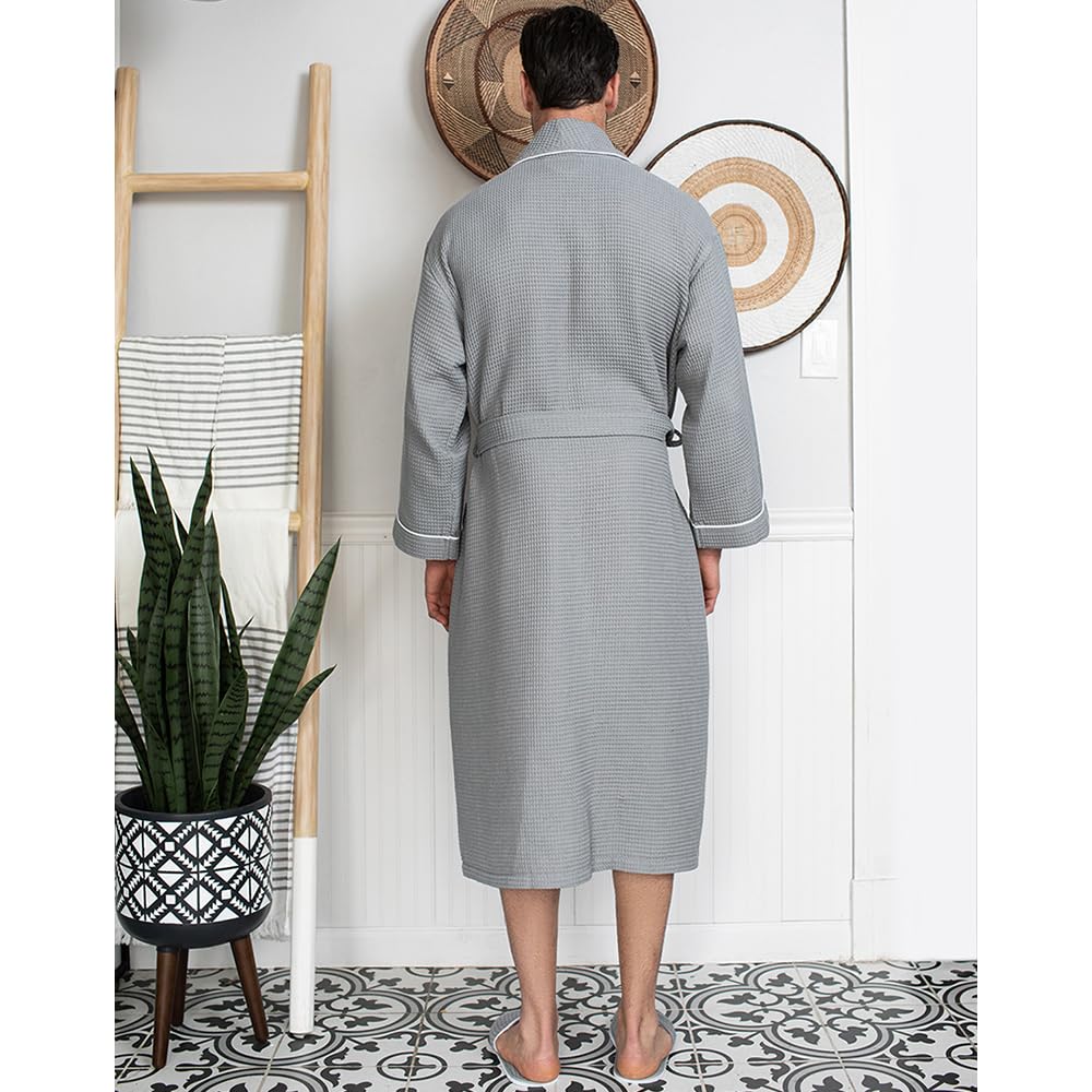 Premium Men's Cotton Waffle Bathrobe - Ultra Soft SPA Luxury Robe for Relaxation at Home, Hotel & Spa Retreats