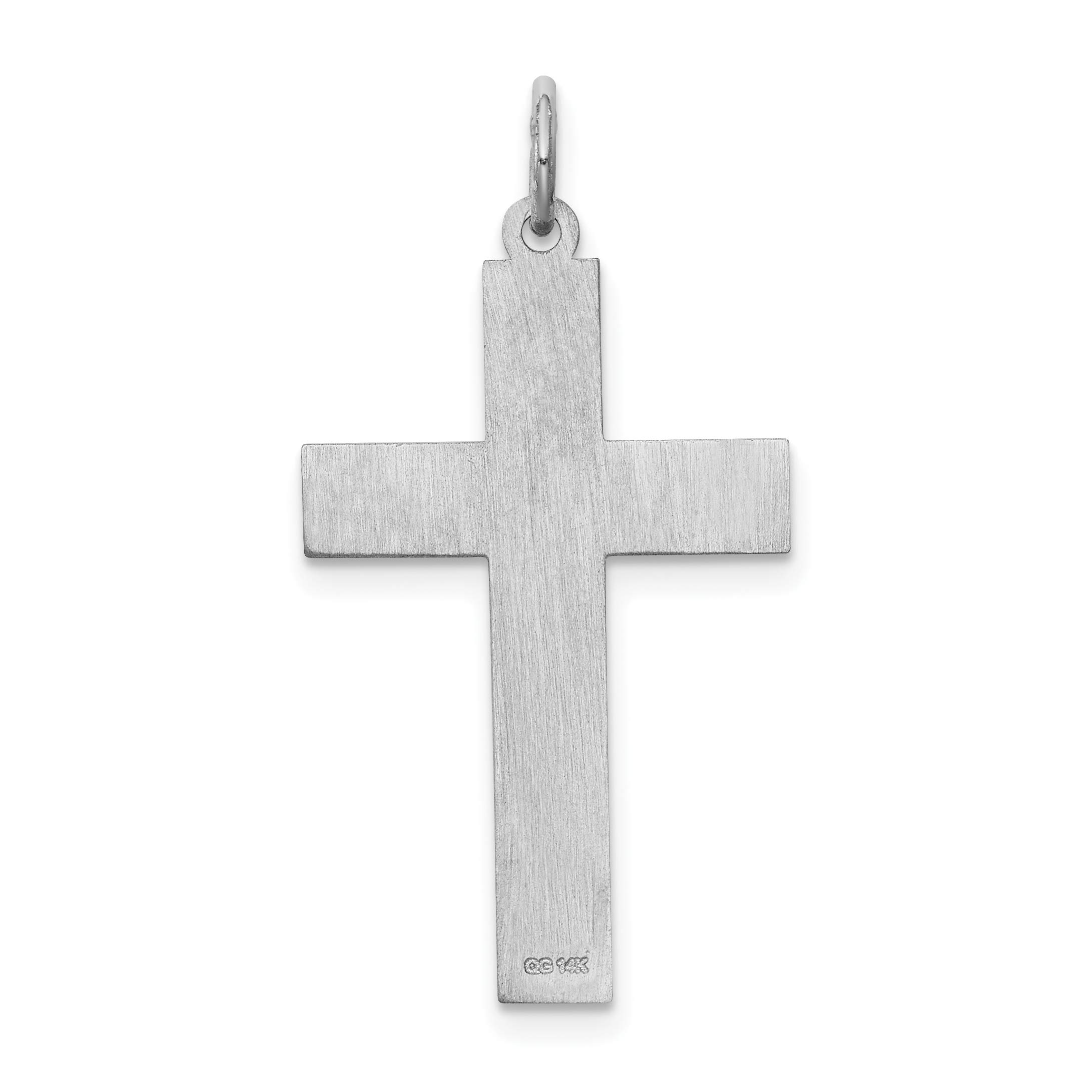 14K White Gold Laser Engraved Cross Pendant Necklace for Women - Elegant Religious Jewelry Gift for Baptism, Confirmation & Everyday Wear