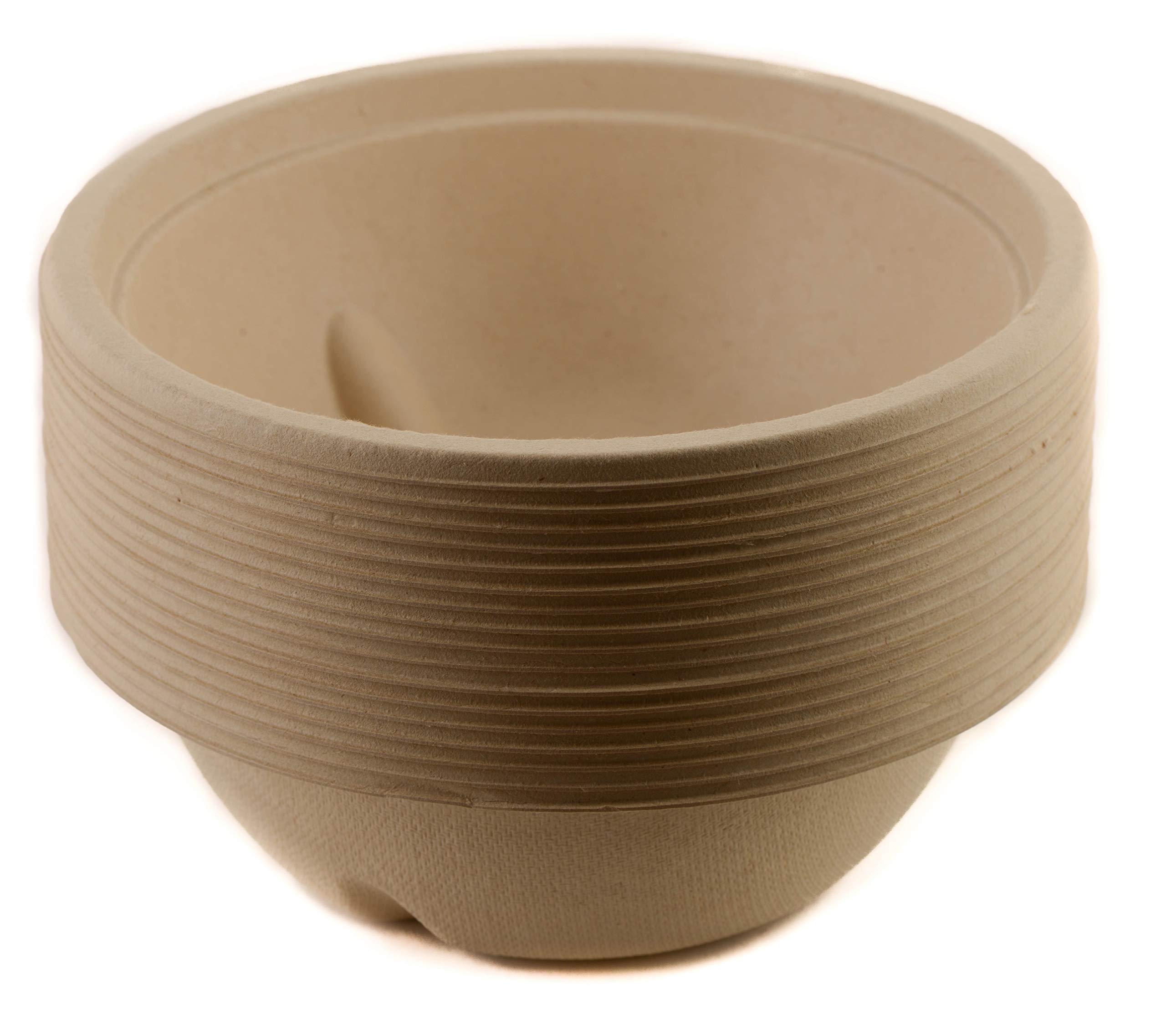EcoQuality 24oz Round Deep Disposable Bowls [375 Pack] - 100% Biodegradable Sugarcane Bagasse Bamboo Fiber Bowls | Sturdy Compostable Eco-Friendly Plastic-Free Alternative | Perfect for Parties, Picnics, Catering & Takeout