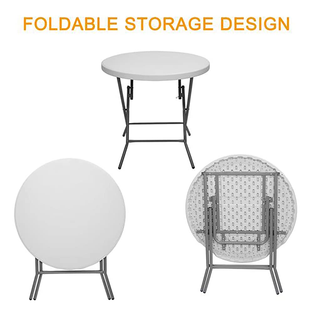 32 Inch Round Folding Table with Chairs - Heavy Duty 881.85Lb Capacity, Fold-in-Half Design with Carrying Handle & 4 Steel Feet - Perfect for Backyard, Garden, Beach, Picnic, Party, Camping & Outdoor Events (32in)