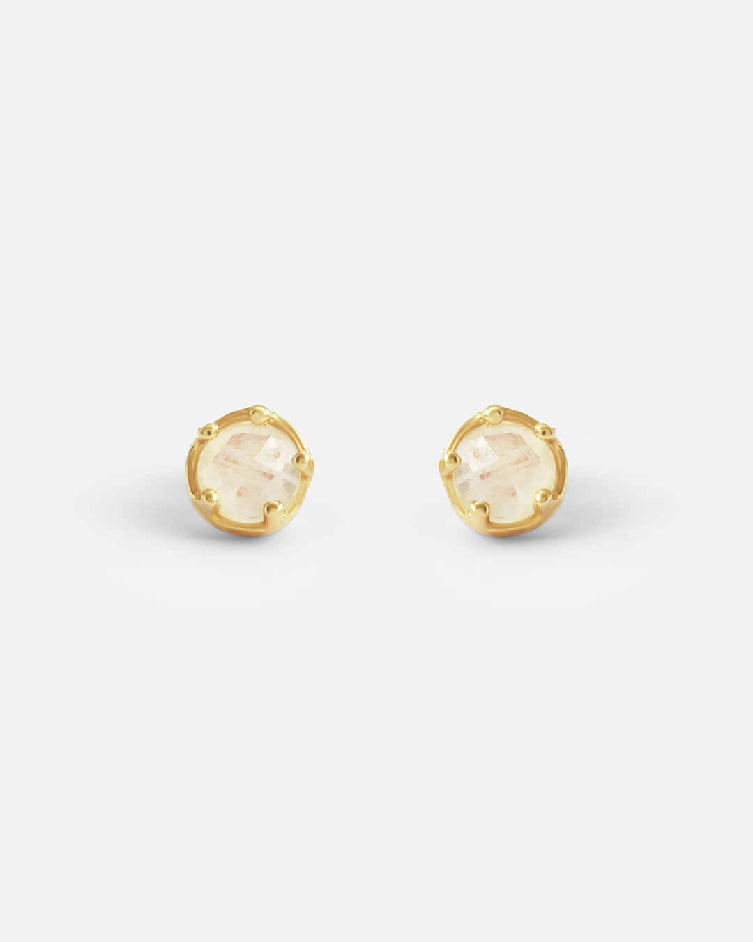 Moonstone Yellow Gold Stud Earrings for Women – Elegant Dainty Jewelry for Everyday Wear & Special Occasions