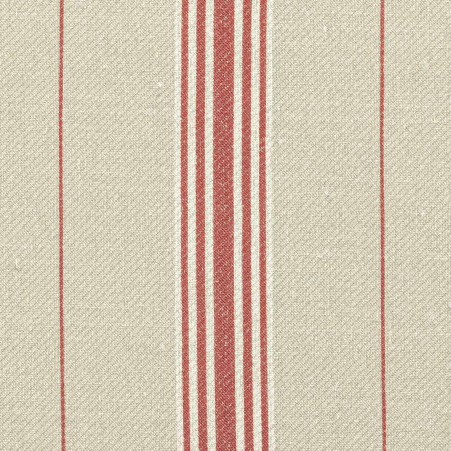 Premium Vallon Stripe Linen Fabric Sample - Cardinal Red Color | Perfect for Upholstery, Curtains & Home Decor Projects