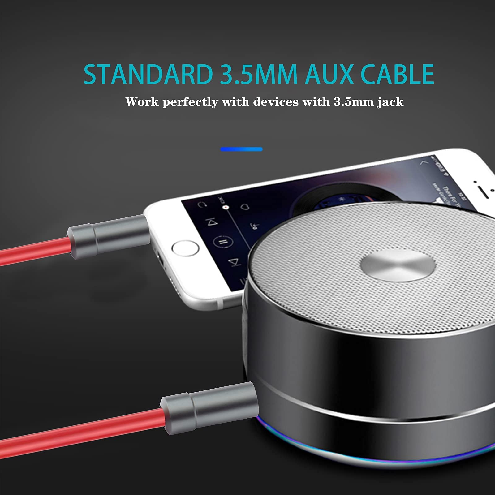 Alitutumao 3.5mm Aux Cable - High Fidelity Stereo Audio Cord (5 Feet) - Male to Male Connector for Headphones, Smartphones, Car Stereos, Speakers & More | Perfect for Home, Office & Car Audio Systems
