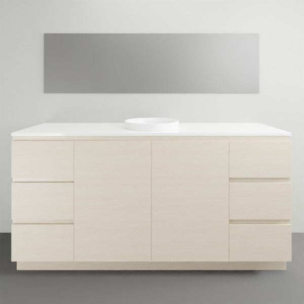 ADP Glacier Lite Door and Drawer Trio Vanity with Solid Surface Top - Modern Bathroom Vanity Set with Storage for Small Spaces, Perfect for Apartments and Powder Rooms