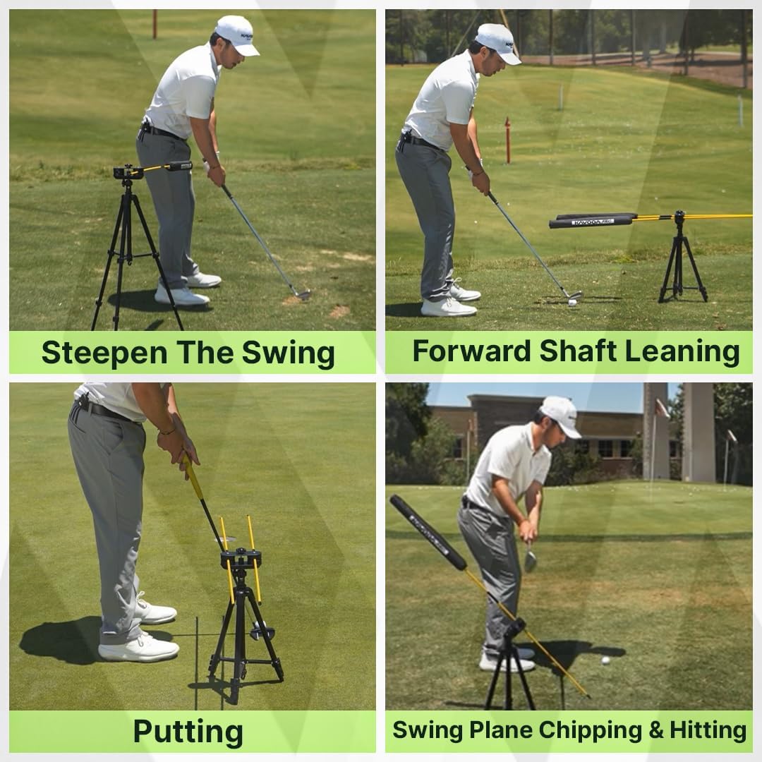 Premium Golf Swing Trainer Kit - 360° Alignment Sticks with Tripod & Smartphone Holder | Professional Golf Training Aid for Perfecting Swing Technique | Ideal for Driving Range Practice & Home Training