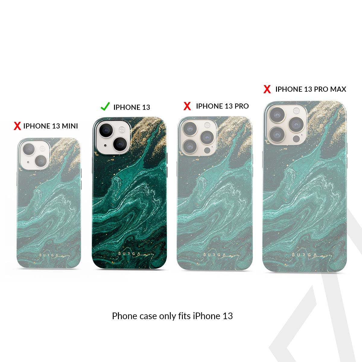 BURGA iPhone 13 Case with Metal Ring Stand Holder - 360° Rotating Finger Grip Kickstand, Shockproof Heavy Duty Phone Cover for Women | Fashion Cute Design (Emerald Pool) - Perfect for Work, Travel & Everyday Use